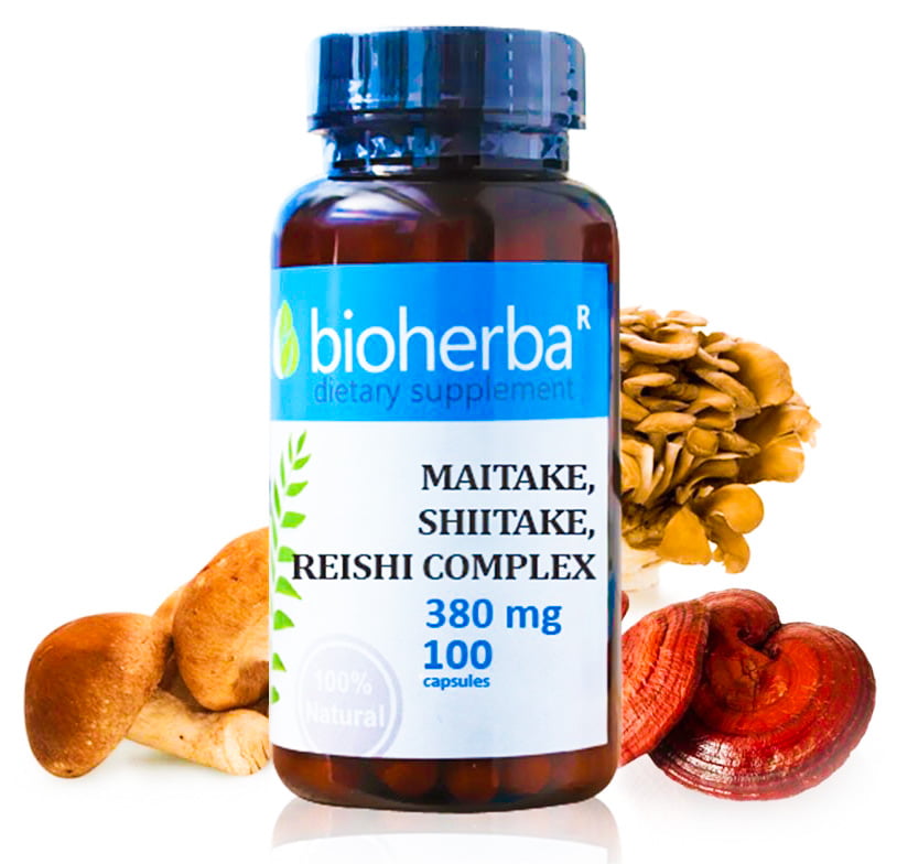 Майтаке, Шийтаке и Рейши, Bioherba, 380 мг, 100 капс. – HerbaMag